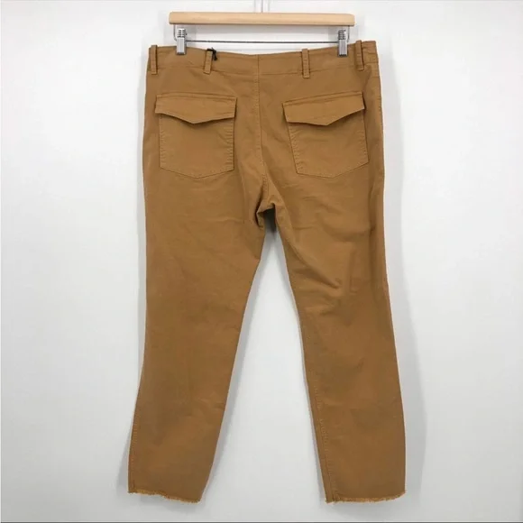NWT NILI LOTAN Jenna Slim Pants in “Fawn” Cotton Ankle Raw Hem Size 12 - Picture 9 of 11